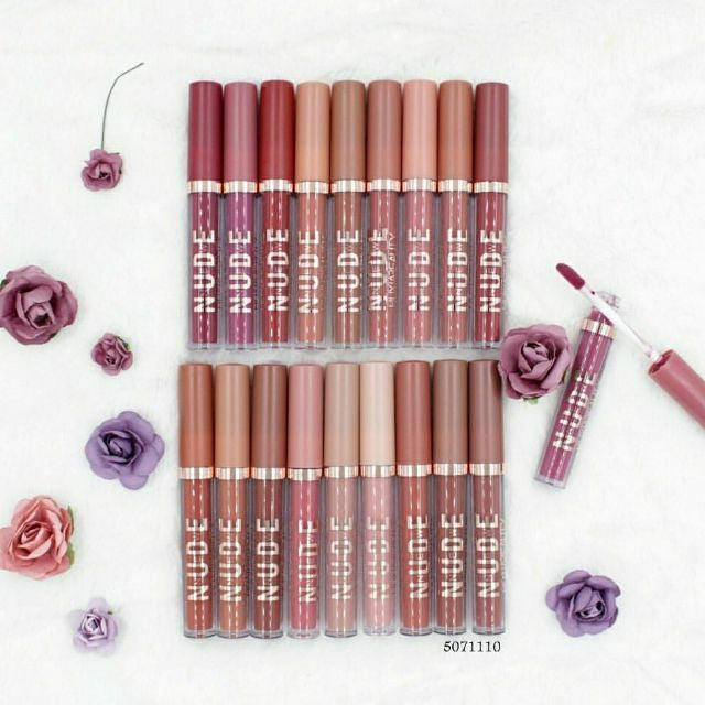 Lip Gloss Matte Nude Reddish Shades - Pack of 12 & 6 Matte Lipgloss Set