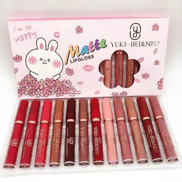 Lip Gloss Matte Nude Reddish Shades - Pack of 12 & 6 Matte Lipgloss Set