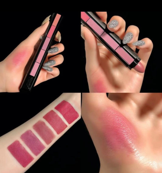 5 in 1 Mini Pen Lipstick Set – Matte, Gloss & Lip Oil for Girls