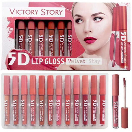 Lip Gloss Matte Nude Reddish Shades - Pack of 12 & 6 Matte Lipgloss Set