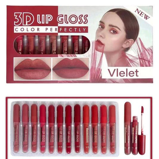 Lip Gloss Matte Nude Reddish Shades - Pack of 12 & 6 Matte Lipgloss Set