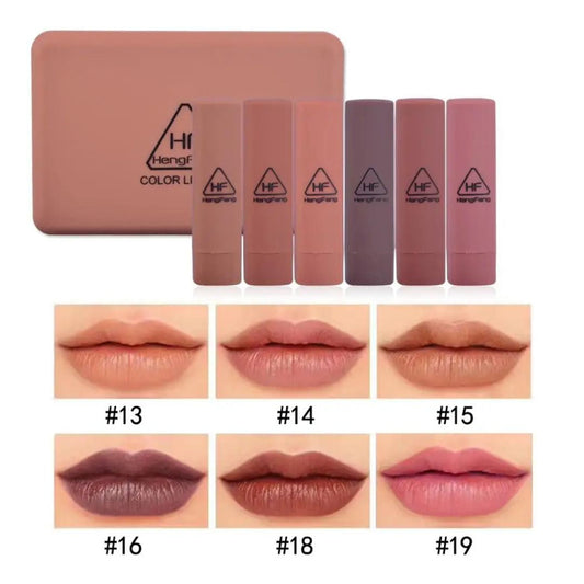 Hengfang 6-Color Lipstick Set – Waterproof Matte Lip Kit  for Women