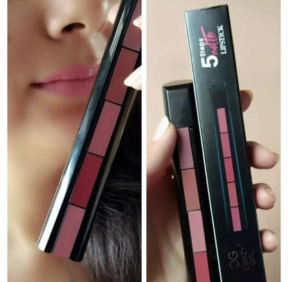 5 in 1 Mini Pen Lipstick Set – Matte, Gloss & Lip Oil for Girls