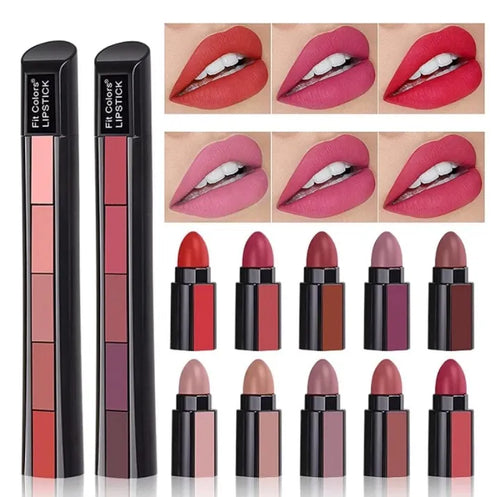 5 in 1 Mini Pen Lipstick Set – Matte, Gloss & Lip Oil for Girls
