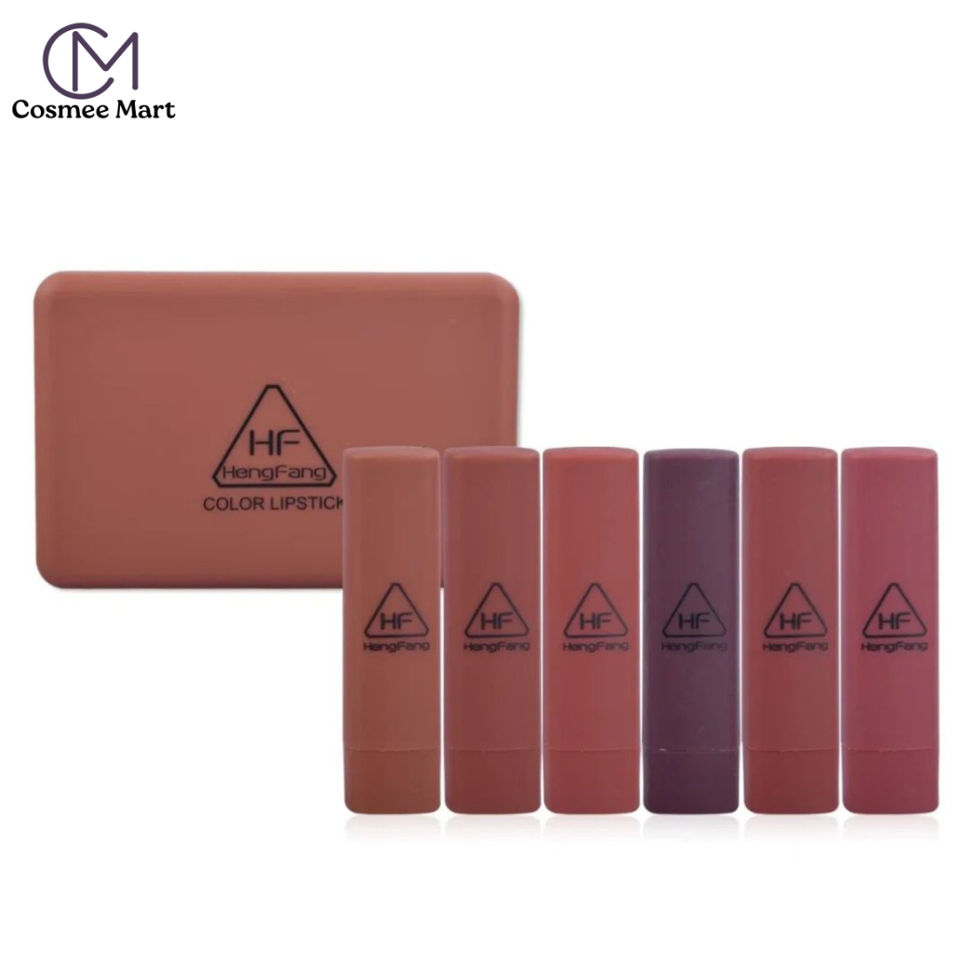 Hengfang 6-Color Lipstick Set – Waterproof Matte Lip Kit  for Women